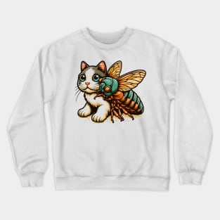 FUNNY CAT AND CICADAS 2024 DESIGN FOR GIRL AND BOY KIDS Crewneck Sweatshirt